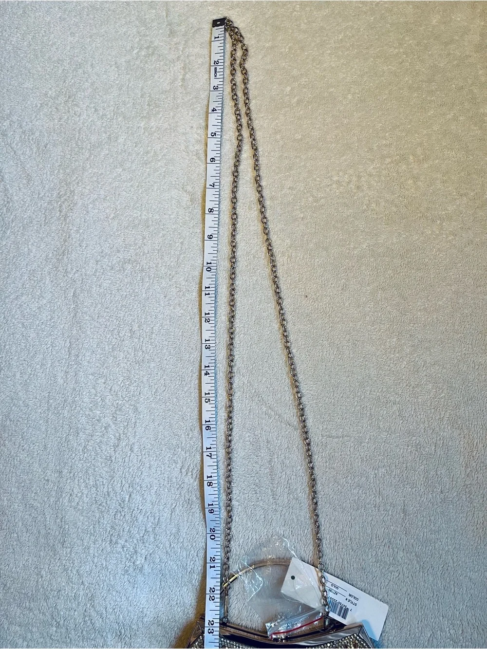 PREZZO Silver Beaded Evening Wristlet Clutch with Chain